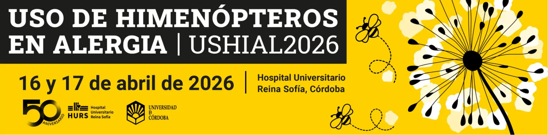 Cartel de USHIAL2026, Uso de himenópteros en alergia, 16 y 17 de abril de 2026, Córdoba.